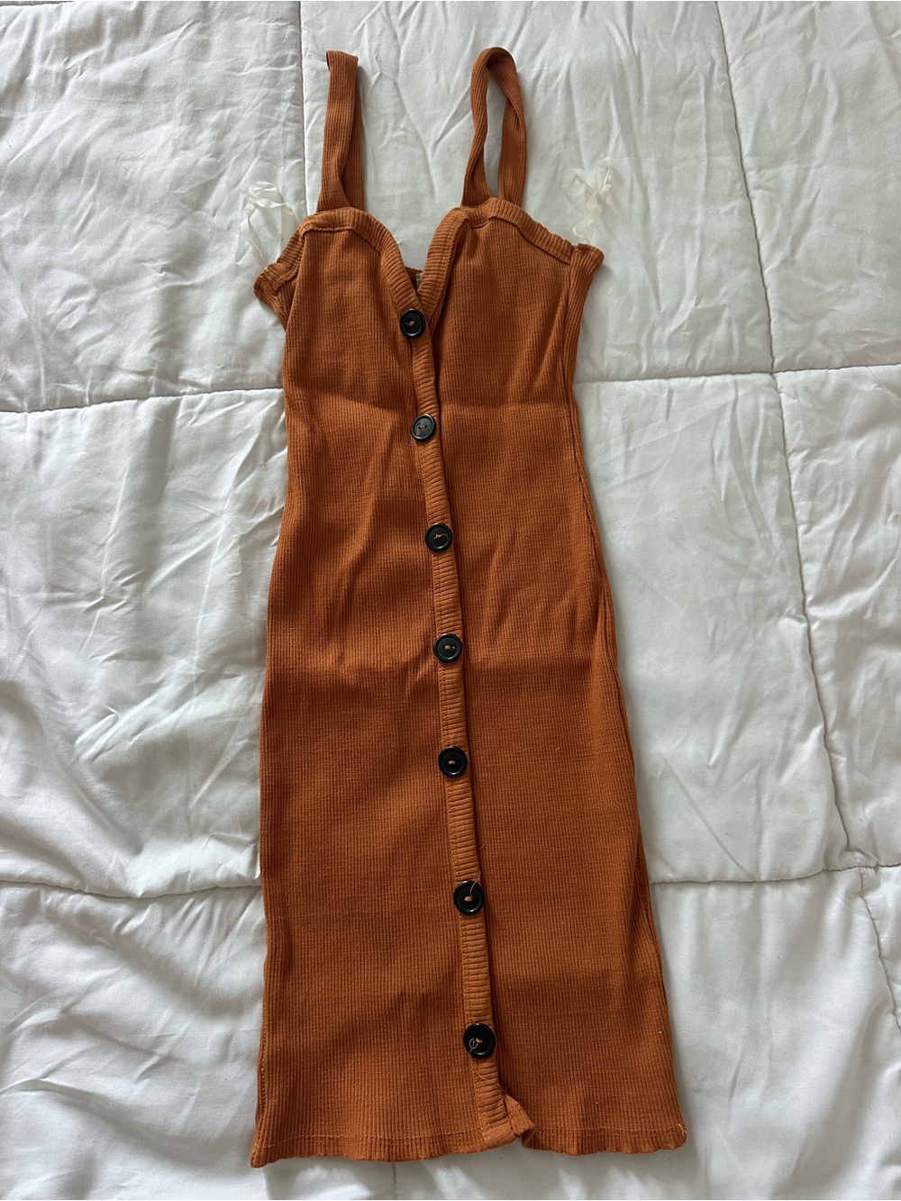 Love Culture Rust Button-Front Midi Dress